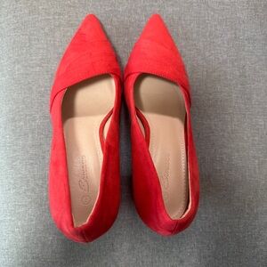 Ermann Red Suede Chunky Block Heels sz 7